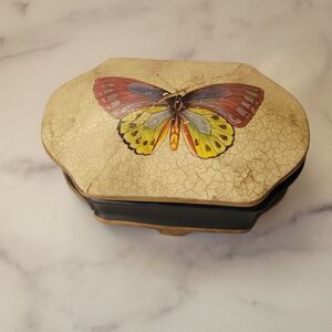 Echo Point ceramic Butterfly 90s canister cream home decor storage trinket box f